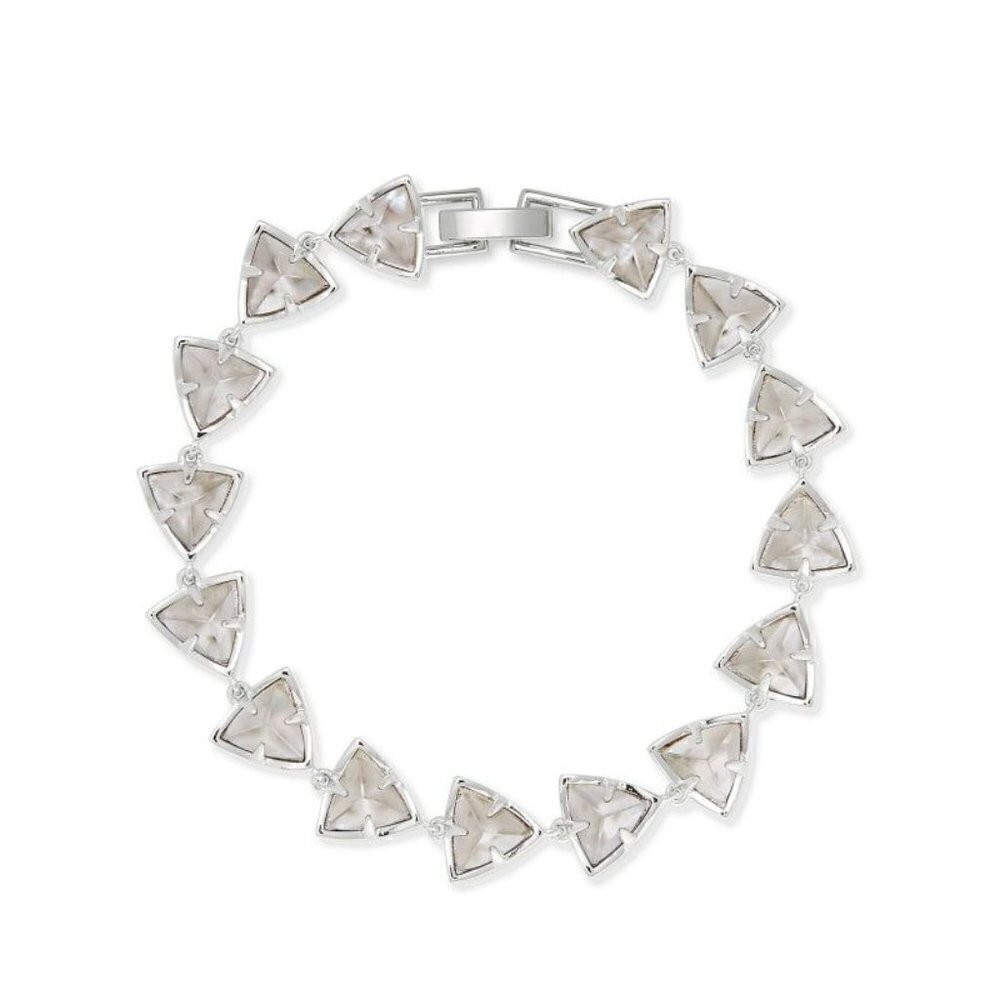 New Kendra Scott Perry Silver Link Bracelet in Gray Illusion NWT